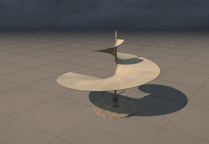 Aerial screw. The museum's reconstruction, built in code. A still from its film.