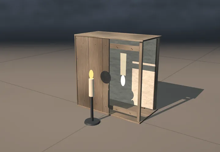 Camera obscura. The museum's reconstruction, built in code. A still from its film.