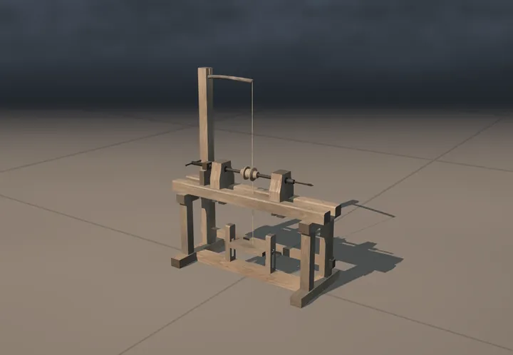 Drilling machine. The museum's reconstruction, built in code. A still from its film.