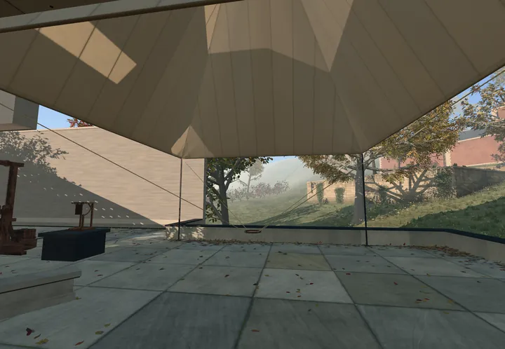 Parachute. The museum's reconstruction, built in code. A still from its film.