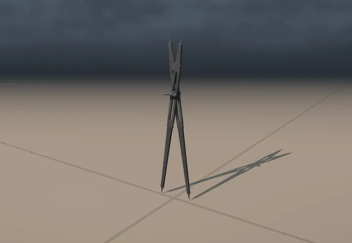 Proportional compass. The museum's reconstruction, built in code. A still from its film.