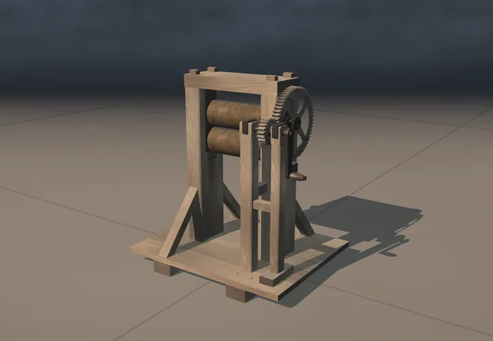 Rolling mill. The museum's reconstruction, built in code. A still from its film.